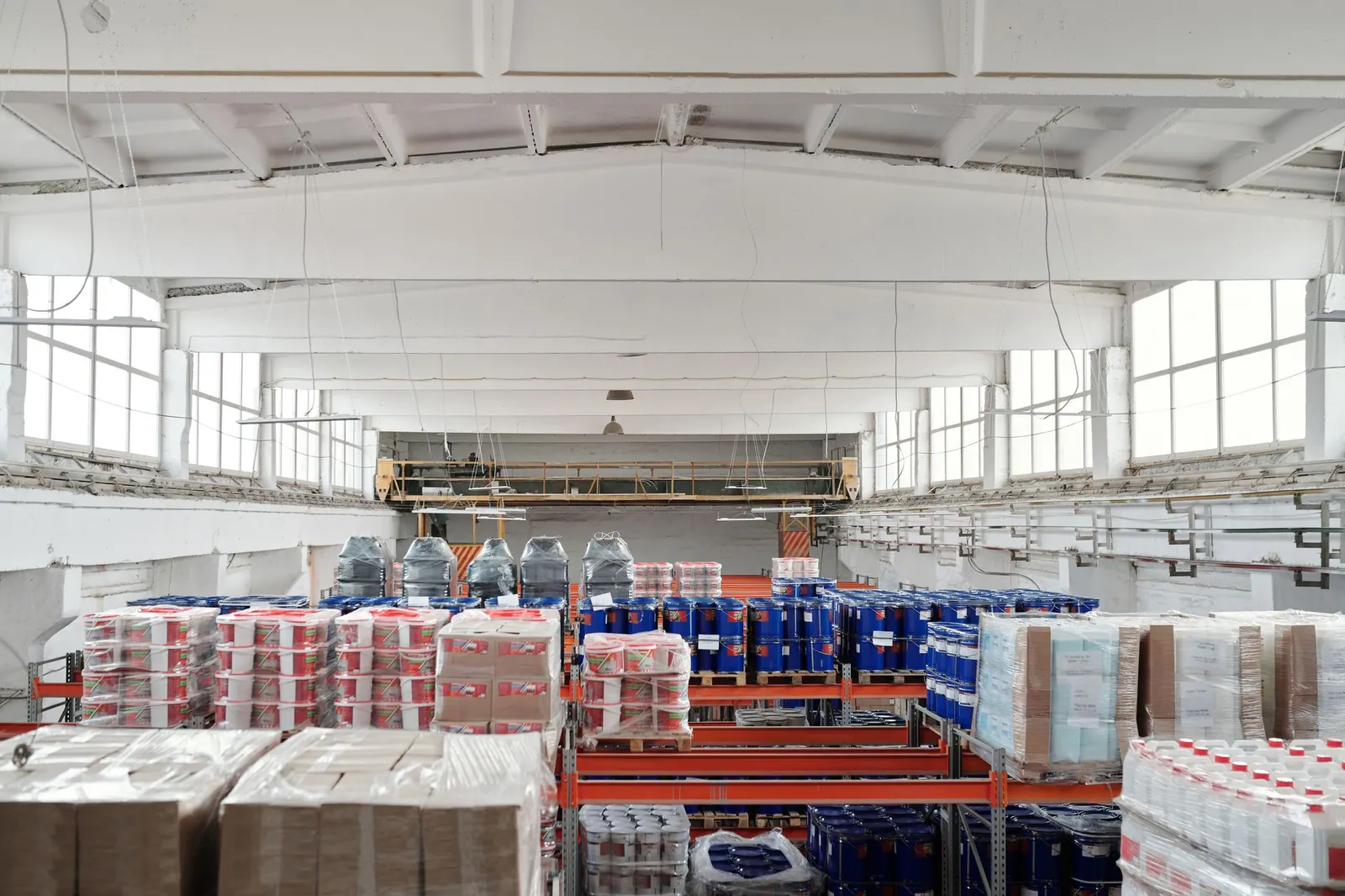 Organized commercial inventory is prepared for scheduled movement.